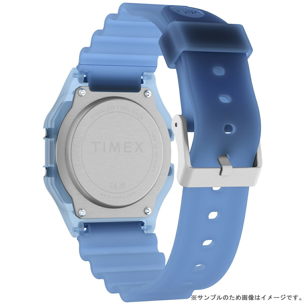 Timex T80 Translucent TW2Y34200 Digital Blue Resin 34mm Chronograph Watch Japan