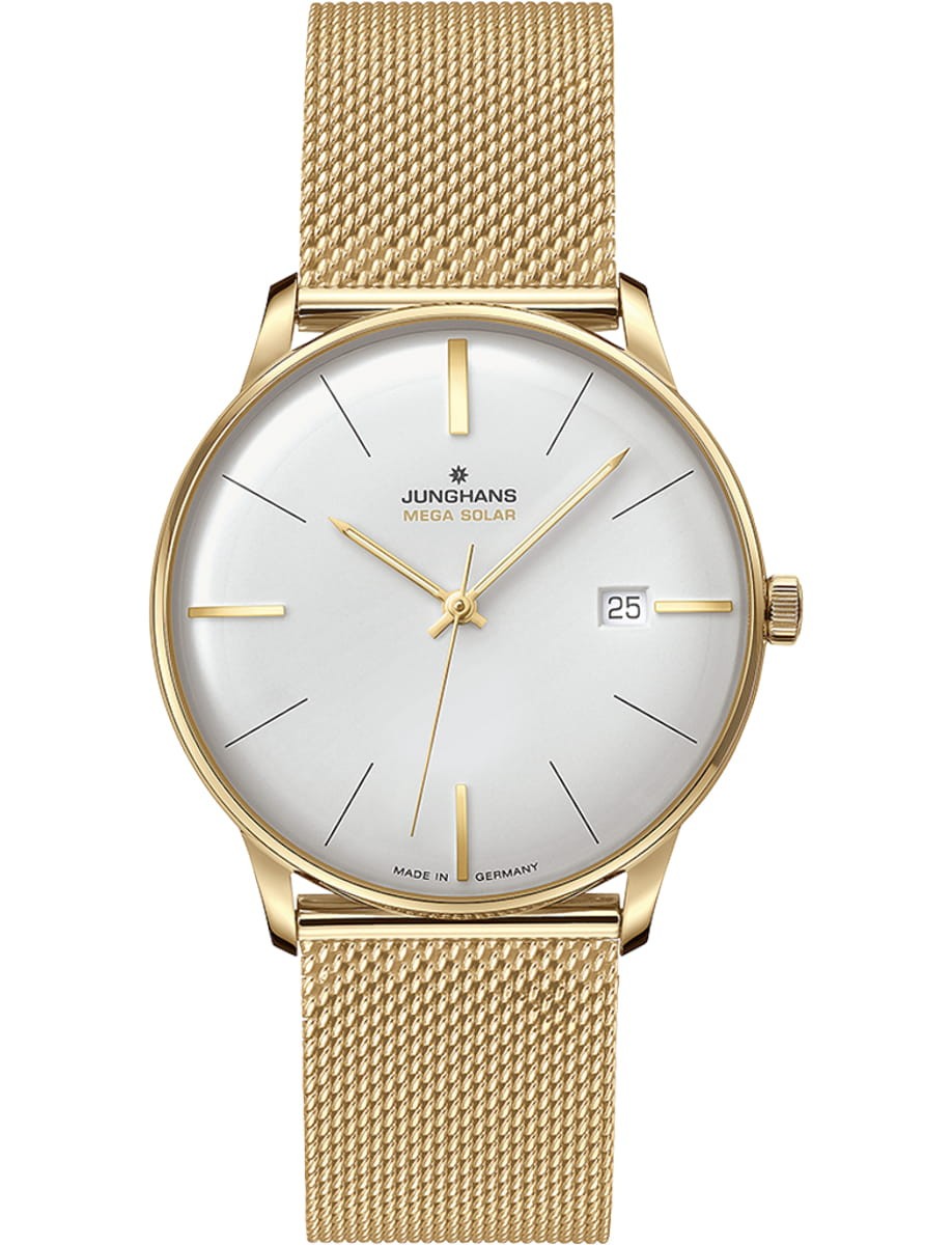 Junghans Meister MEGA Solar 38mm White Dial Gold Stainless Steel 59/7600.46