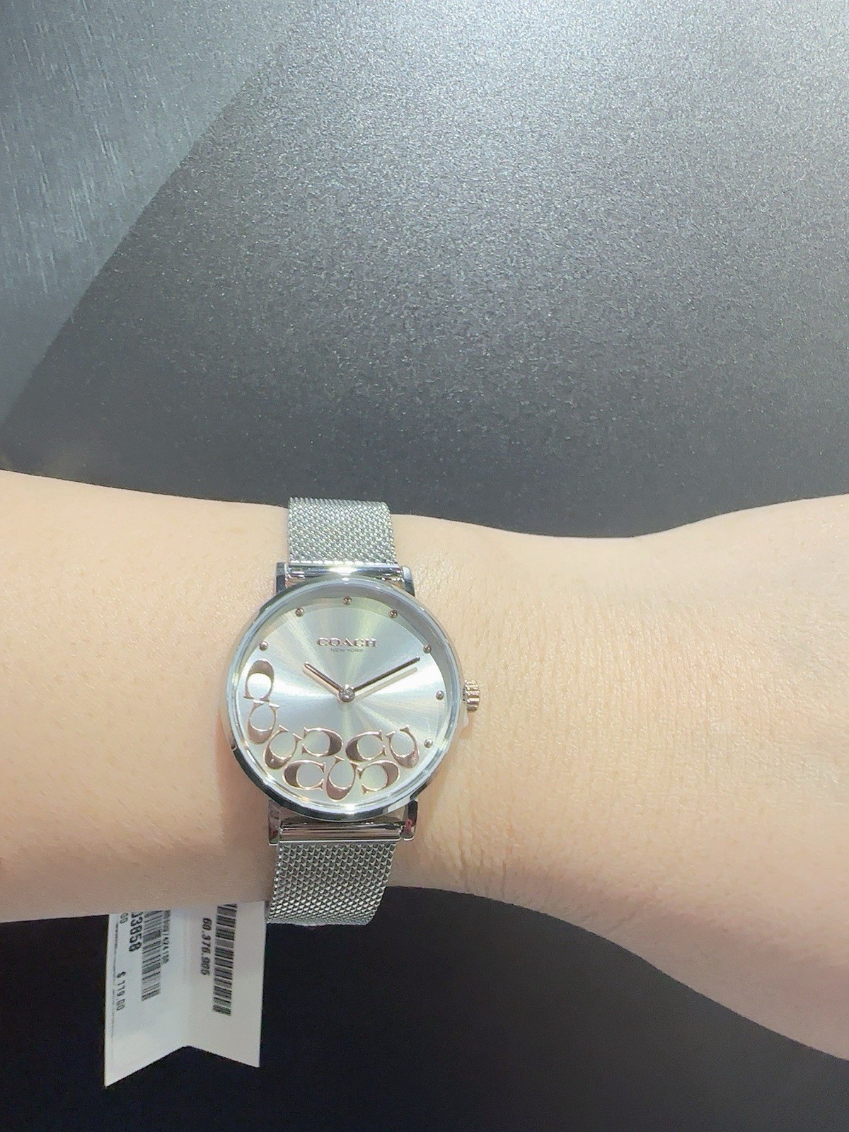 COACH PERRY 14503858 SILVER WHITE LOGO DIAL MESH STRAP 28MM WOMEN’S WATCH
