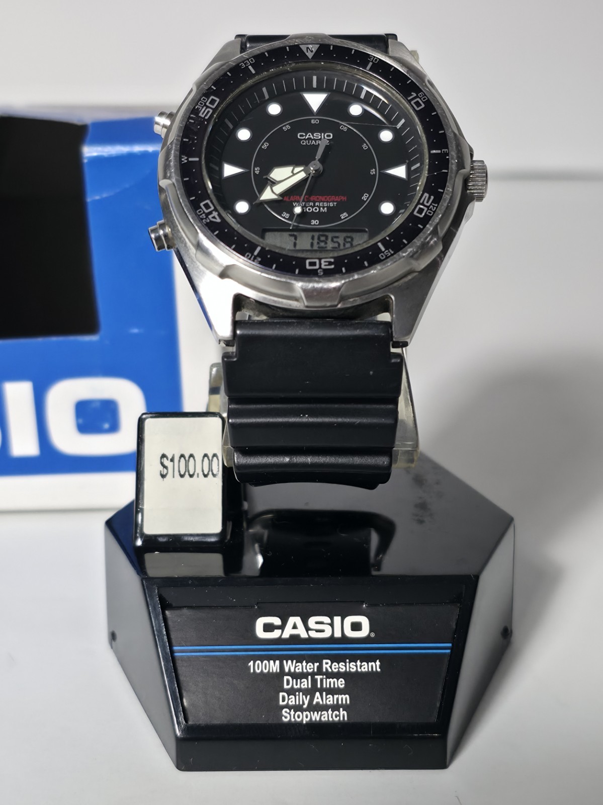 Vintage Casio AMW-320R “Arnie” Diver Analog-Digital Black Dial 45mm 100M Watch