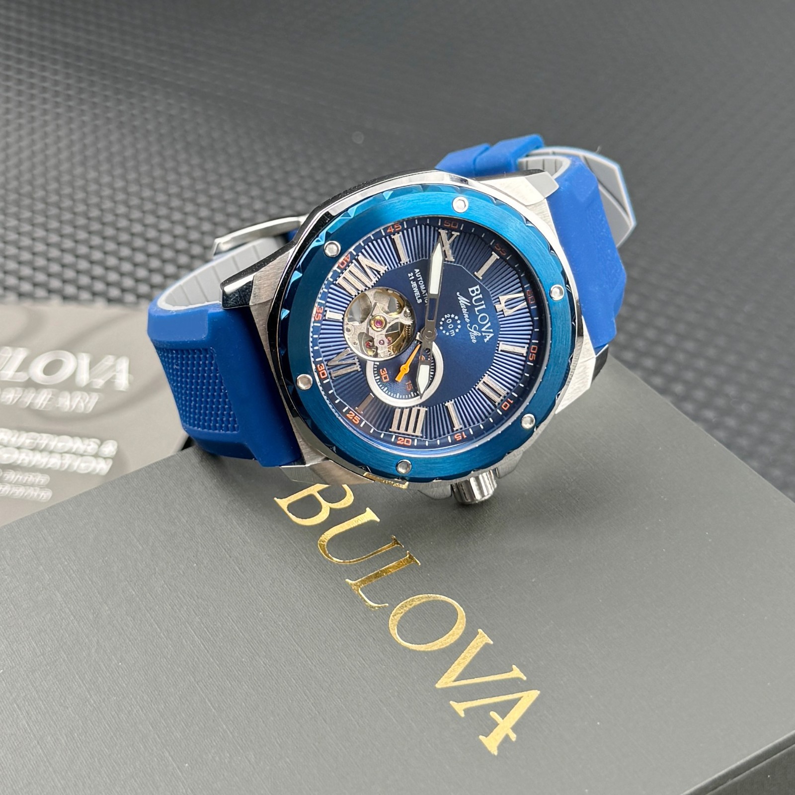 Bulova Marine Star Automatic Blue Dial Dial 98A303 Men’s Watch 45mm