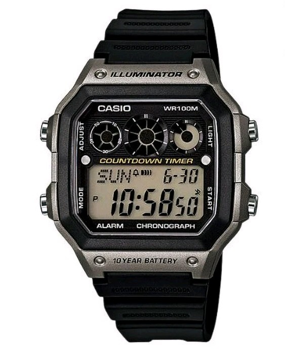 Casio Men’s Watch Sport Stopwatch Digital Dial Black Resin Strap AE1300WH-8A