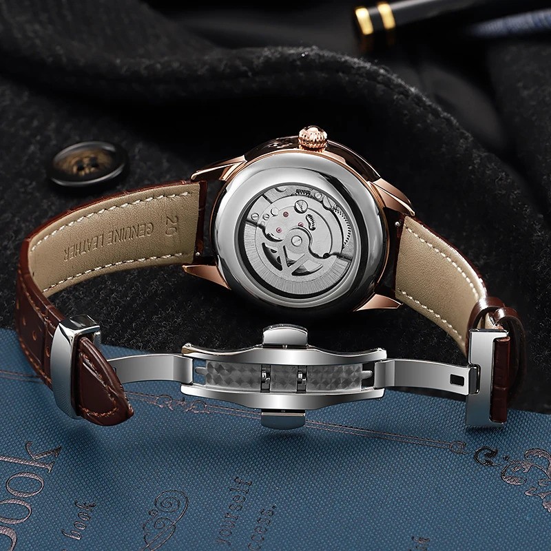 Men’s Automatic Mechanical Watch Tourbillon Moon Phase Luminous Waterproof