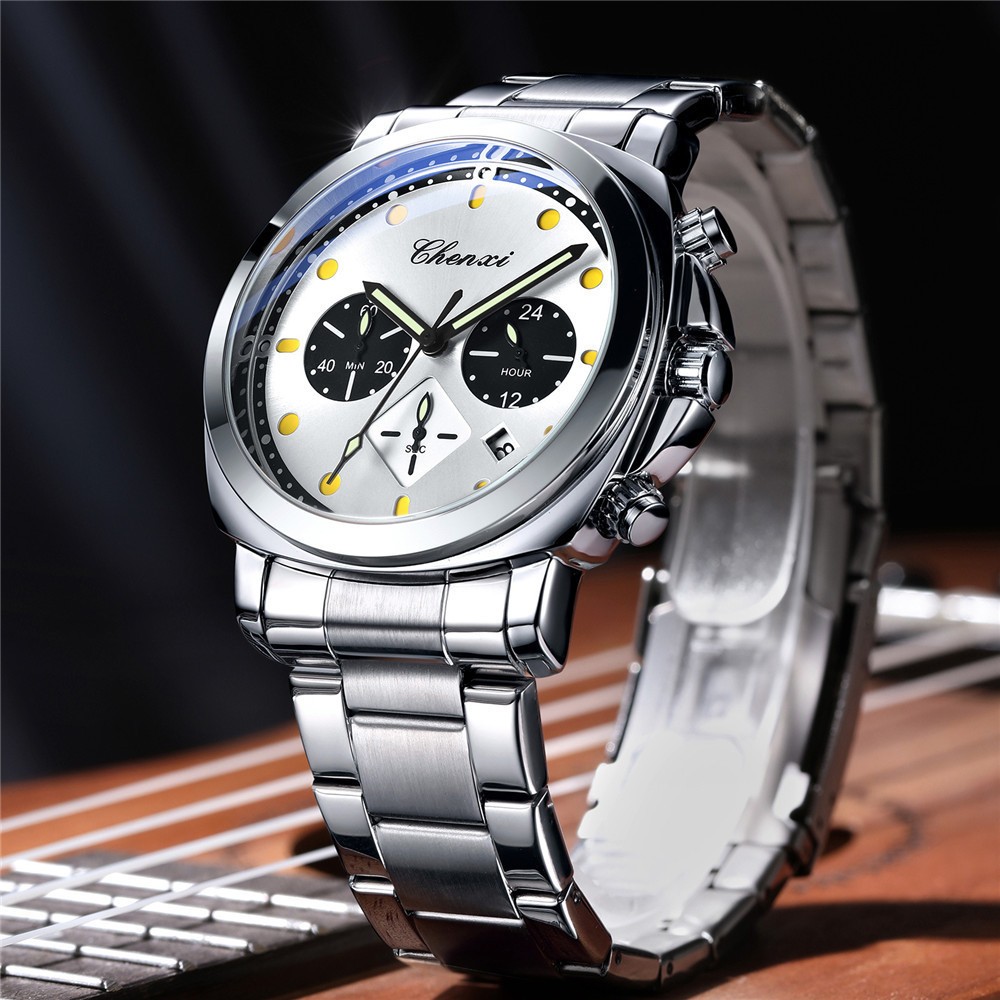 CHENXI Men Quartz Watch Chronograph Wristwatch 24Hours Weekday Boy Sport Watches