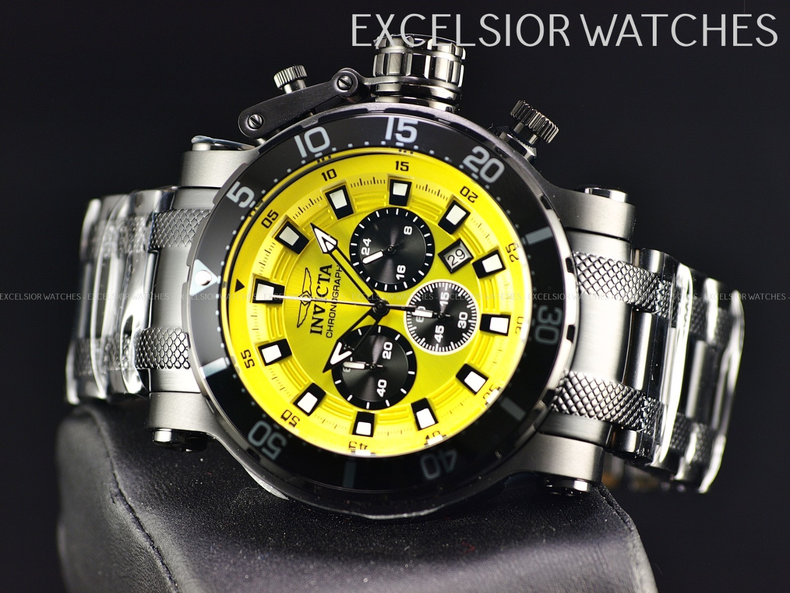 New Invicta Men’s 52mm Coalition Forces Quartz Chronograph Black Yellow SS Watch