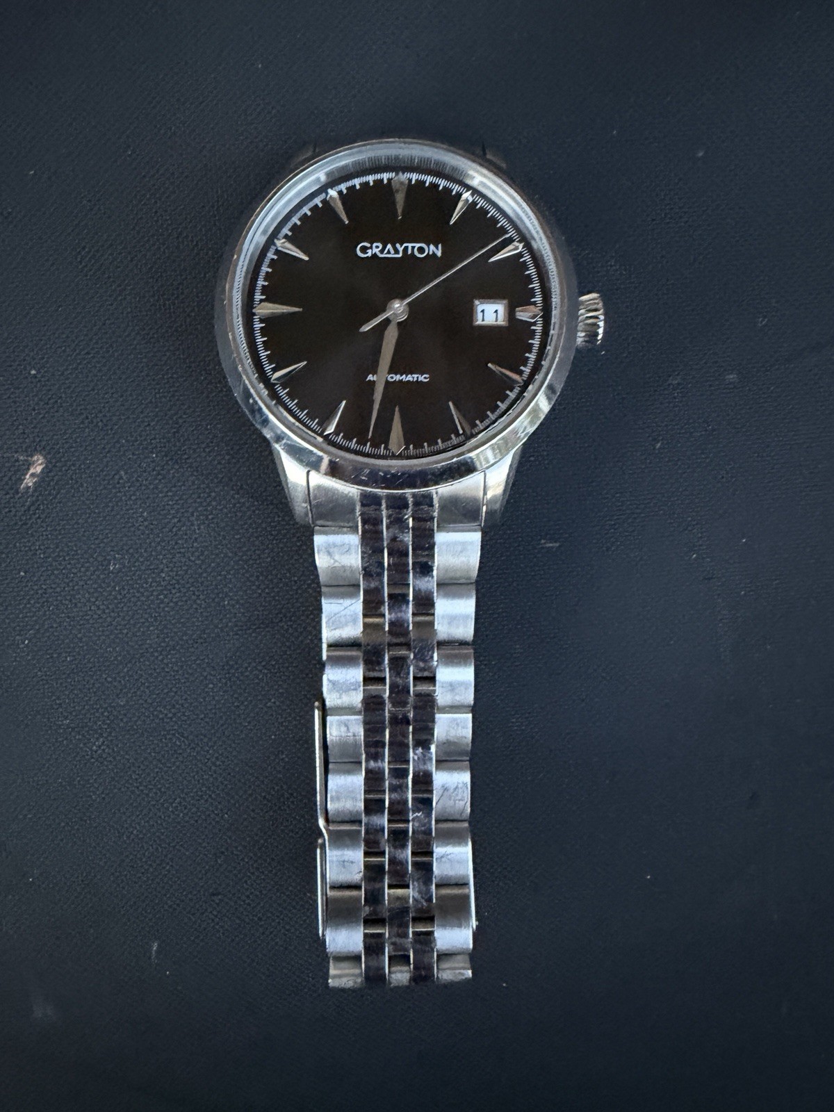 Grayton Automatic Men’s Wristwatch GR24496AG Stainless Steel Black Dial NH 35