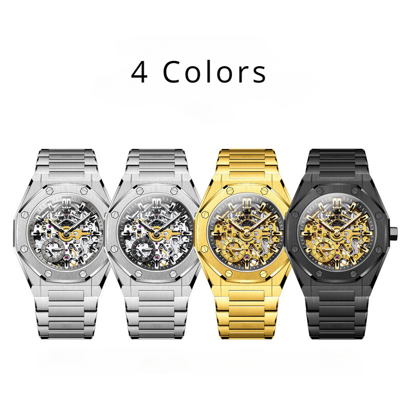 Automatic Mechanical Waterproof Luxury OLEVS Watch Men Skeleton Men’s Strap
