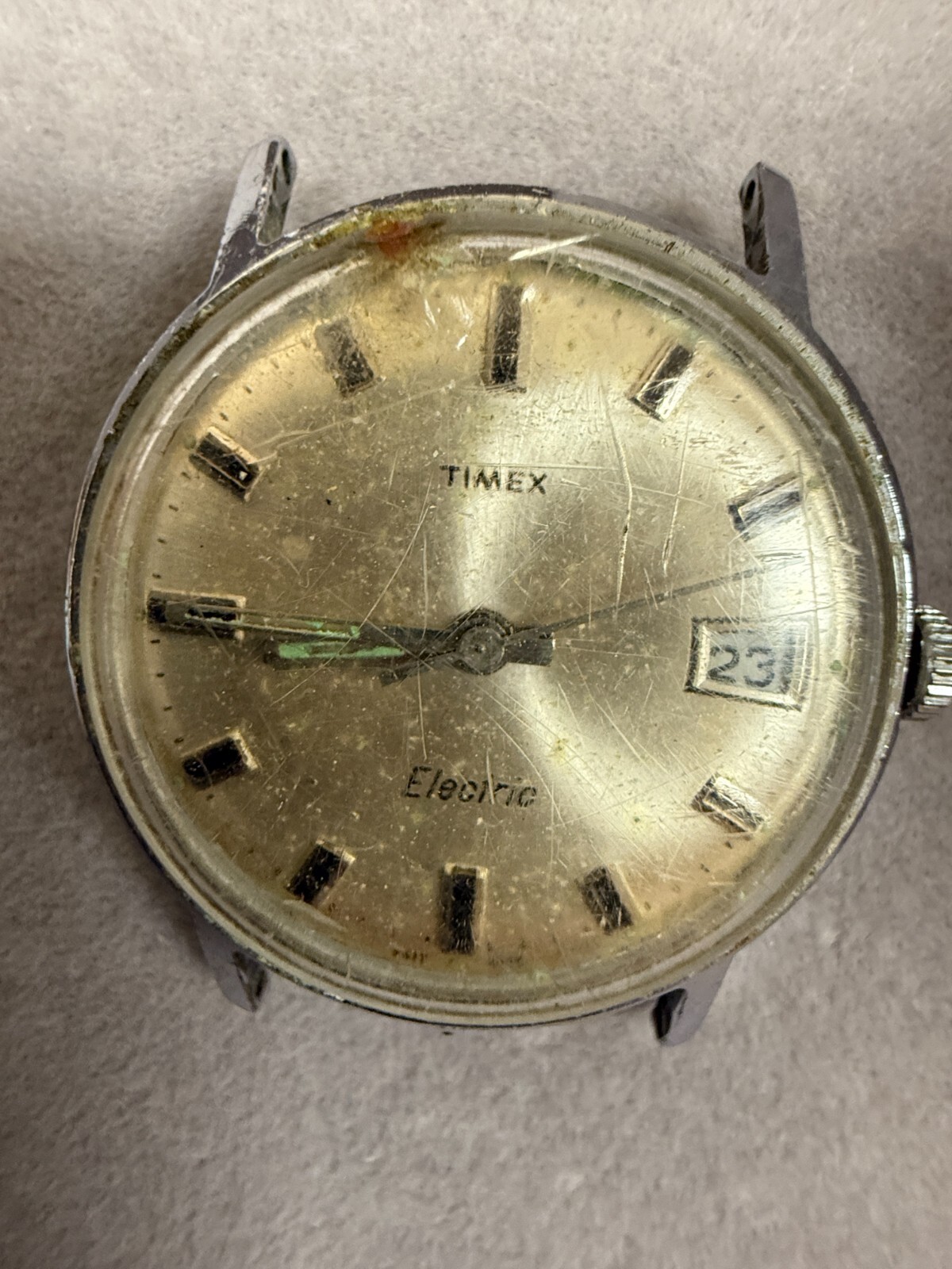 Vtg Timex Electric Men’s Gold Tone Analog Waterproof Wristwatch (No Strap) 4124