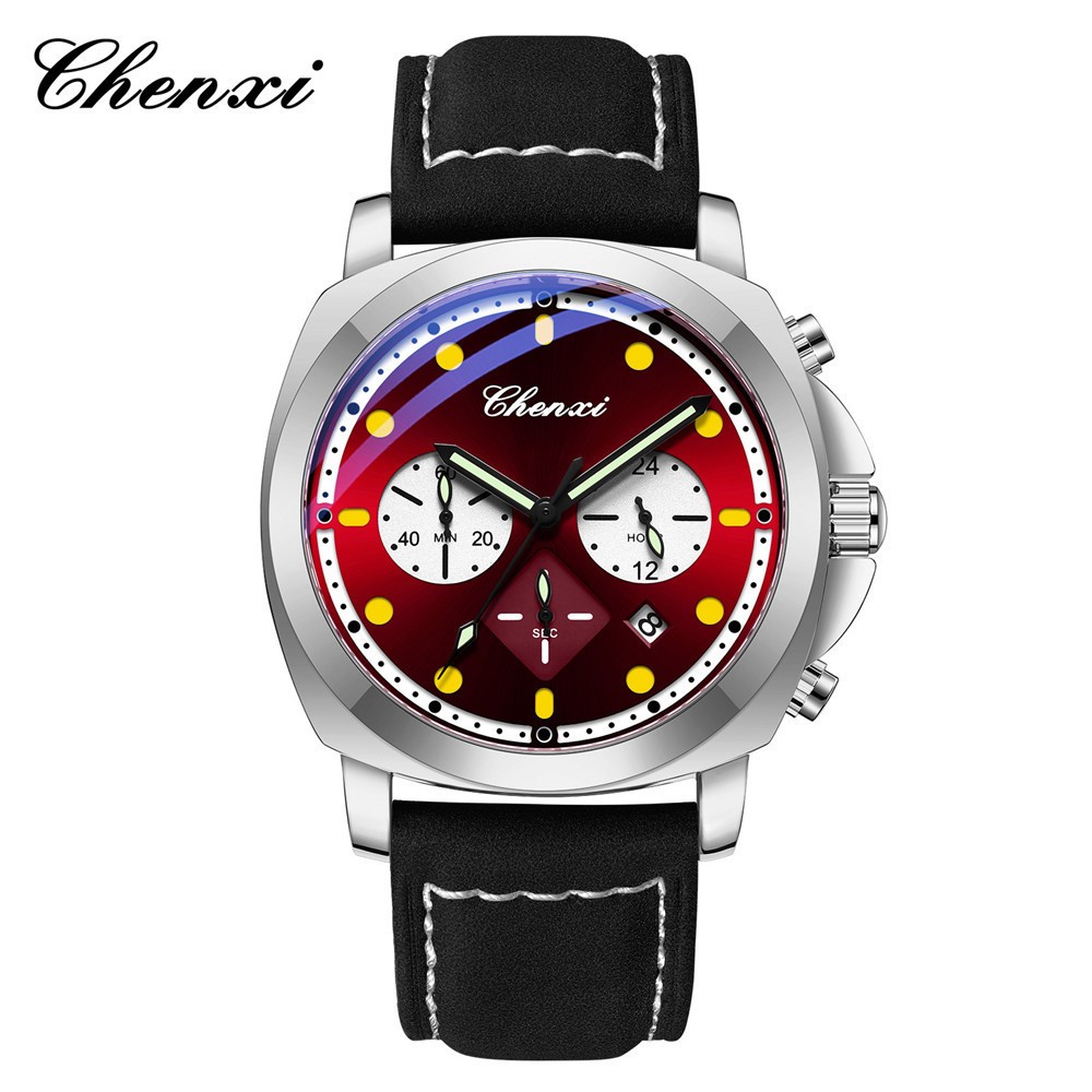 CHENXI Men Quartz Watch Chronograph Wristwatch 24Hours Weekday Boy Sport Watches