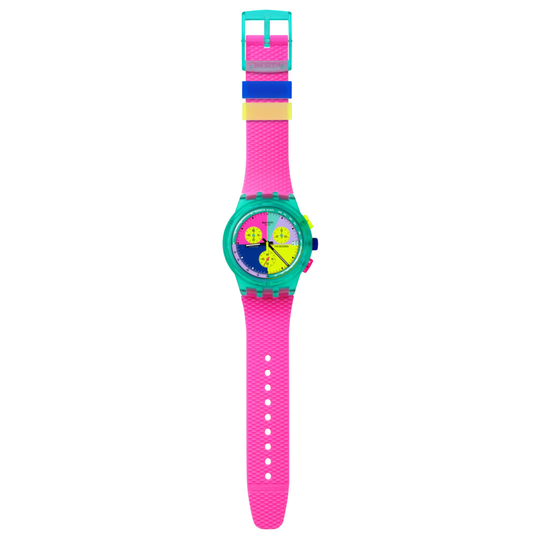 [swatch] NEON FLASH ARROW SUSG408 Chronograph Quartz Wristwatch NEW