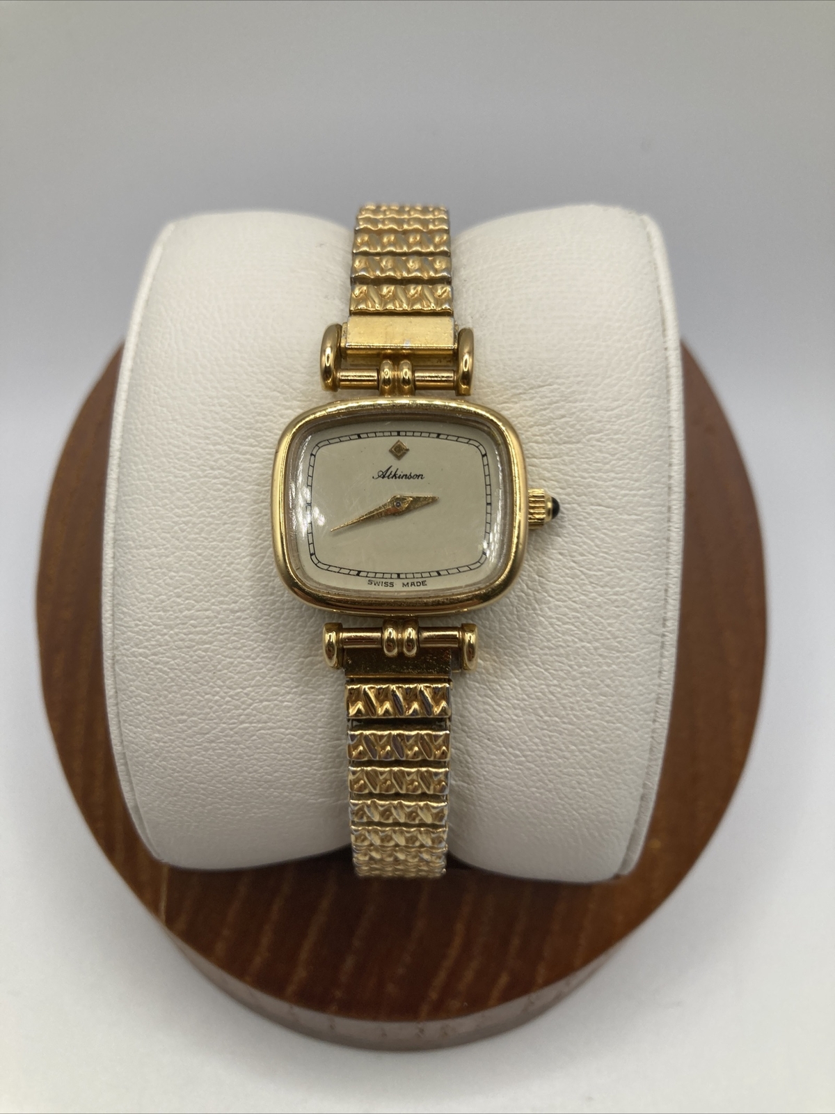 Vtg Atkinson Ladies 22mm Watch 10K Gold Plated SWISS TV Dial Mech Windup – RUNS