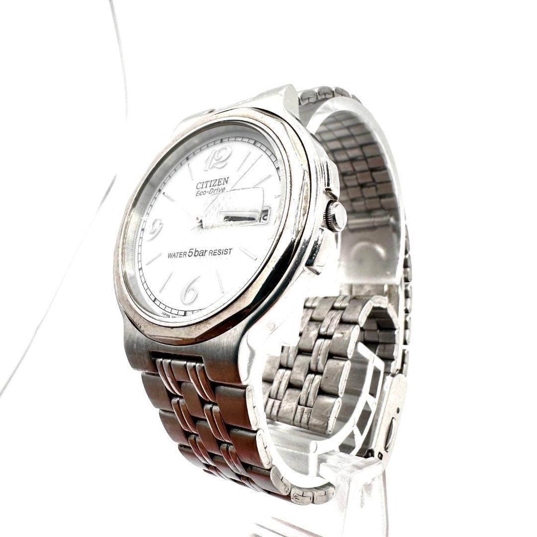 CITIZEN EcoDrive E100 Solar Powered Watch, Excellent Condition, White Guilloche