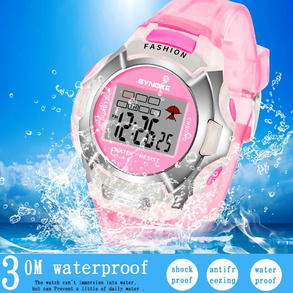 Multifunction Children Kids Waterproof Boys Girls Digital Alarm Date Wrist Watch