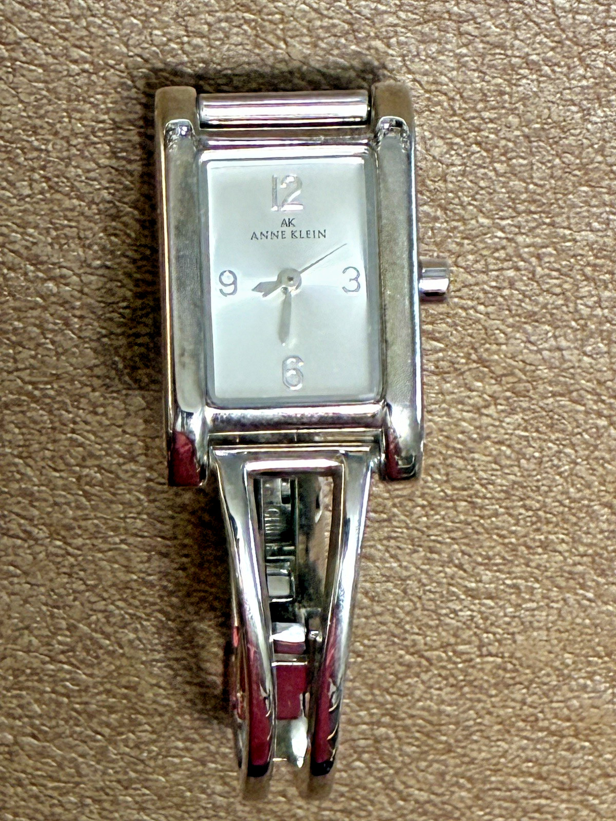 Anne Klein Silver Tone Rectangular Watch Bracelet Fold Over Clasp – WORKS – MINT