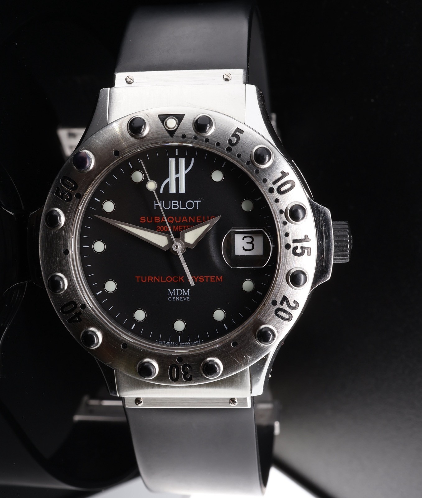 Auth. 2009 Hublot Subaquaneus 2000m Steel Automatic Watch Box & Docs 1950.1
