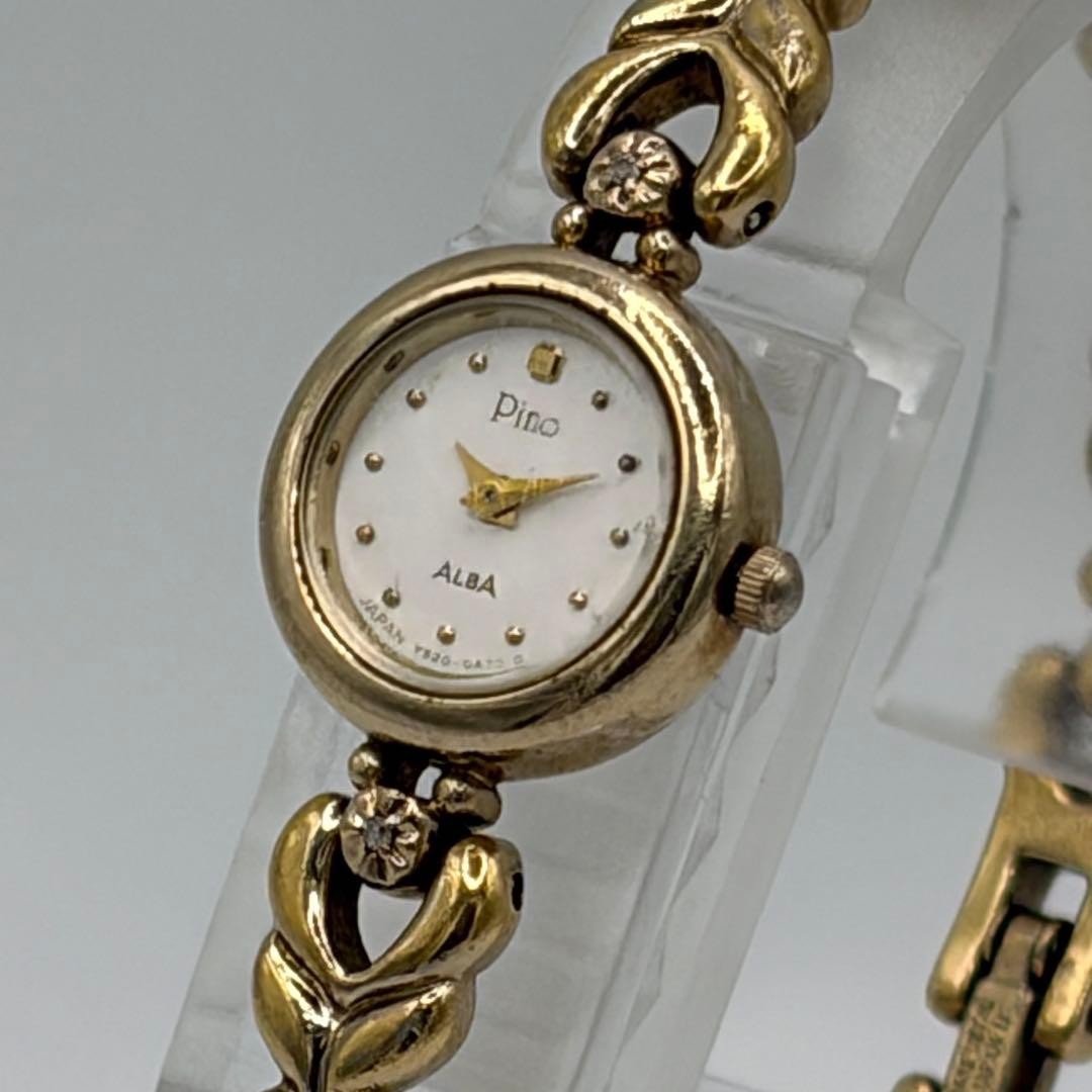 SEIKO ALBA Pino Ladies Gold Bracelet Watch Quartz Working – 16.0cm Wrist