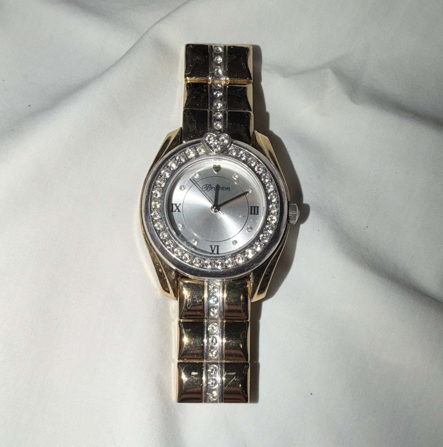 Brighton Dana Point Quartz Analog Wristwatch Silver Dial Roman, Gold Bracelet