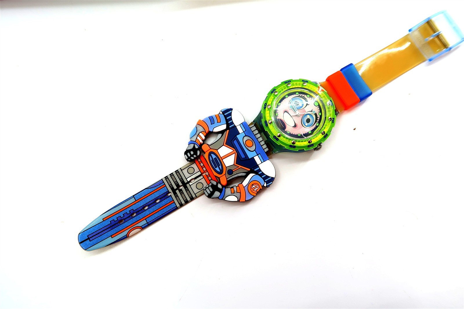 Swatch Watch STRIPP SDN120 Spaceman New 1996 Box Set ~ WORKS HAS DAMAGED BAND