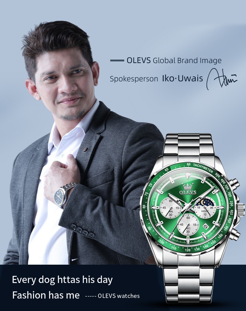 OLEVS 2945 Luminous Night Light Auto Date Japan Movement Quartz Wristwatch