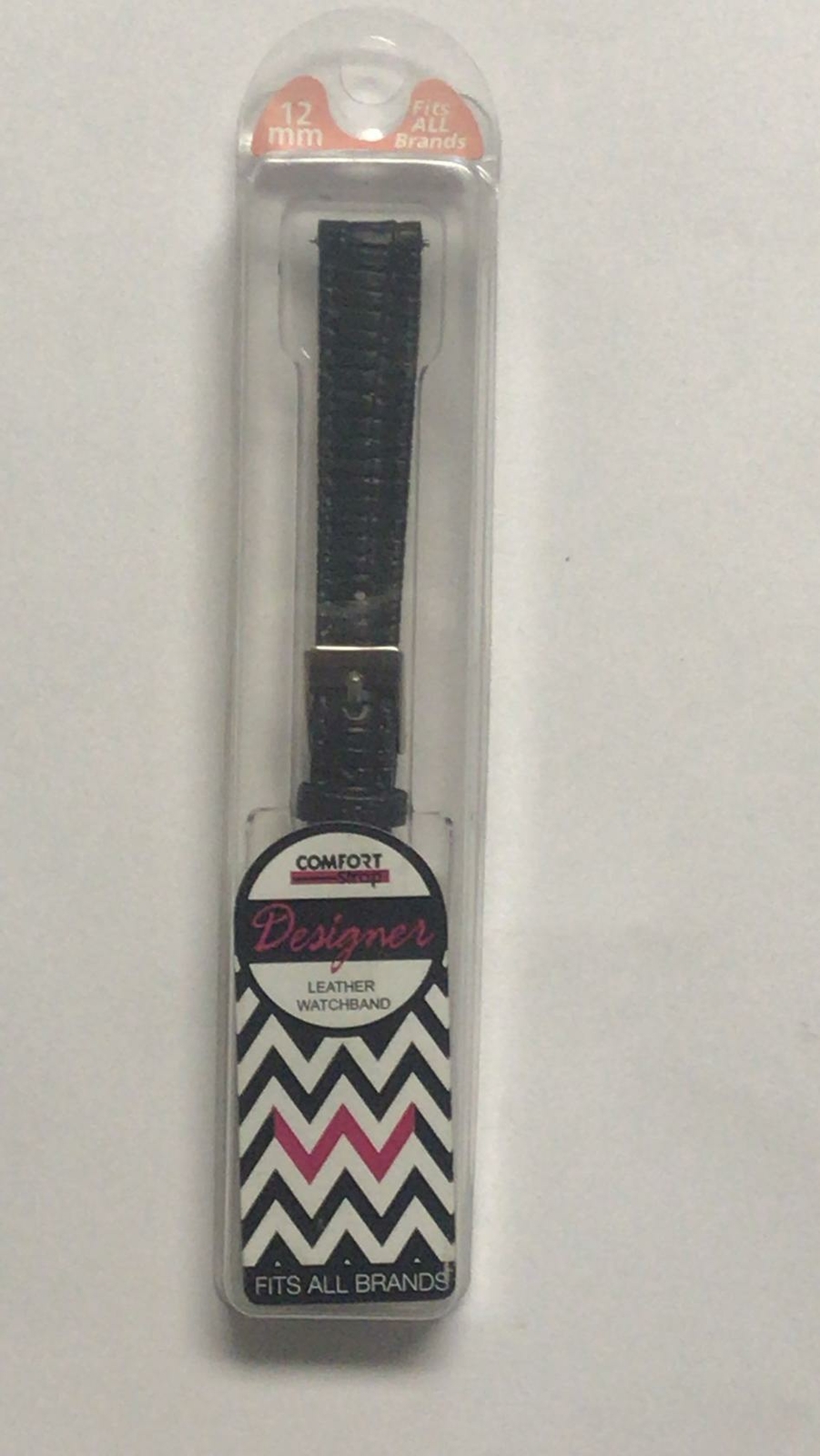 VogueStrap 12mm Black Padded Lizard Grain Watch Band TX49712BK