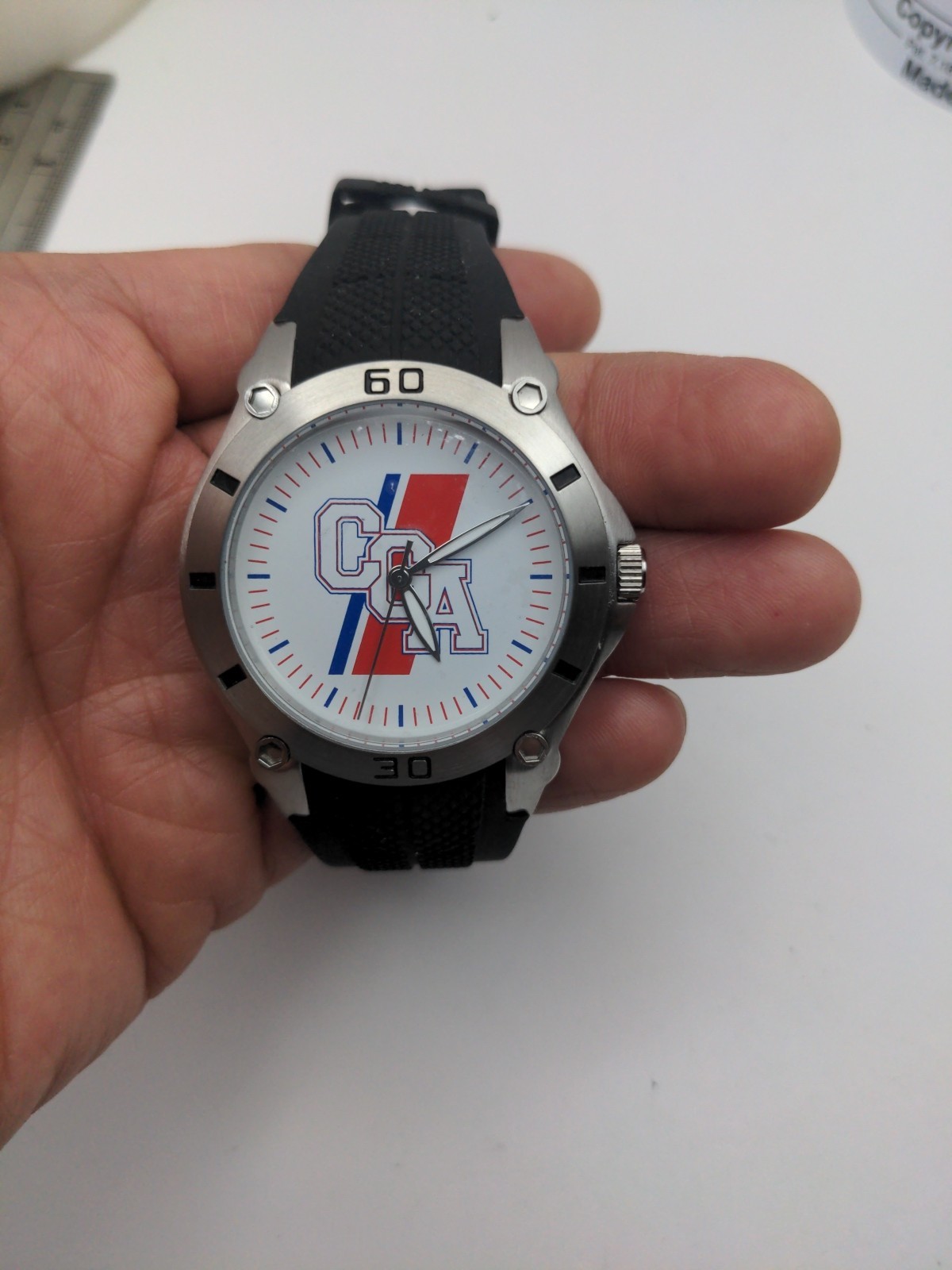 United States Coast Guard Wristwatch Analog CGA White Dial Blk Silicone Band
