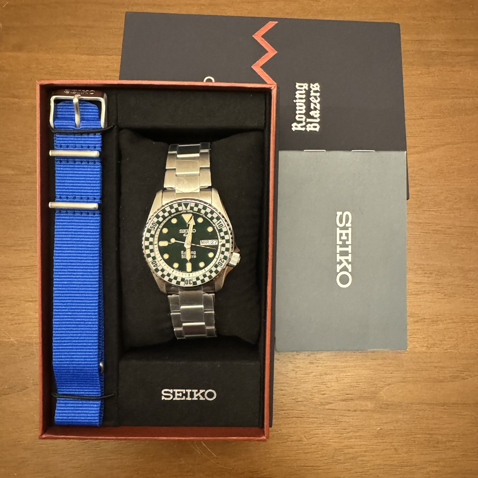 Seiko 5 X Rowing Blazers X Wind Vintage Rally – Green 38mm – SRPM21 – In Hand