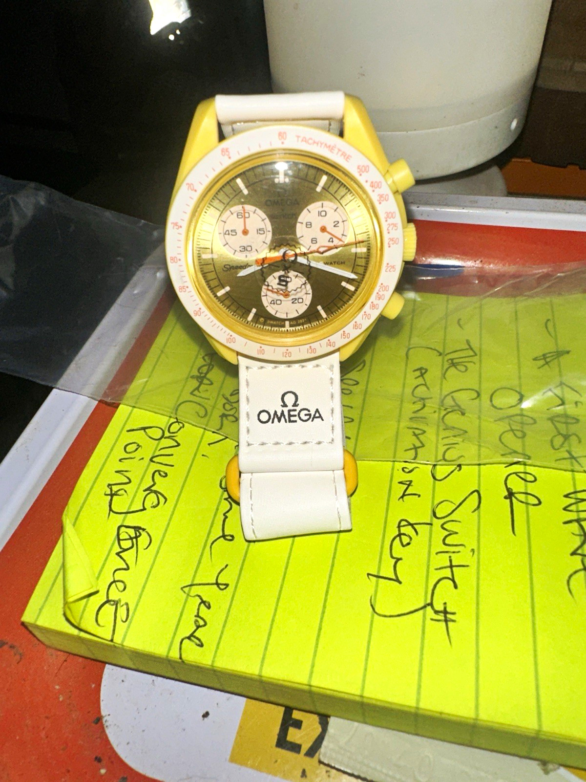 OMEGA x Swatch Speedmaster MoonSwatch Quartz Chronograph Yellow Case White