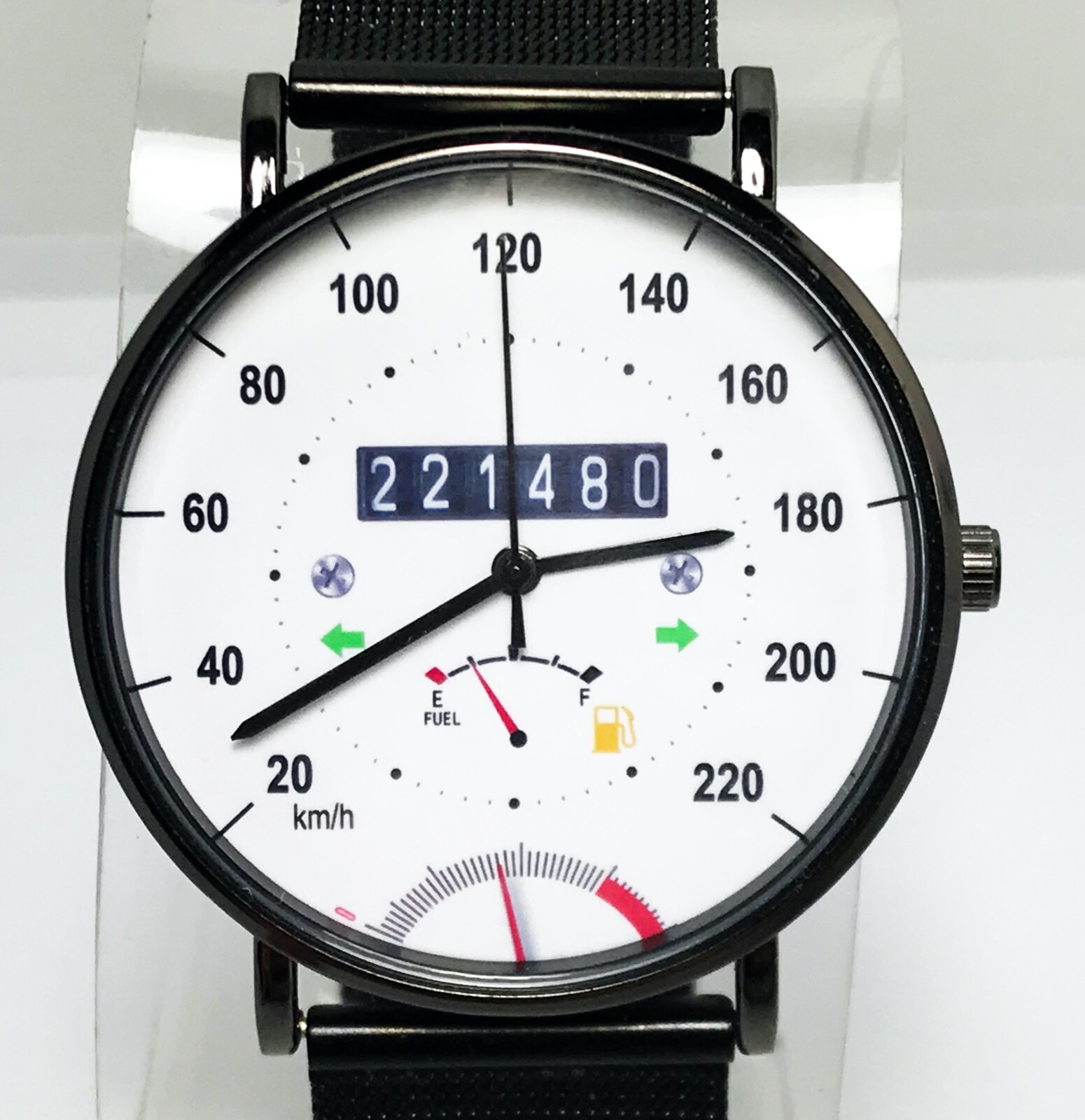 Speedometer Slim Watch 40mm Case 8.75mm thin & 20mm mesh band 3atm WR Sport