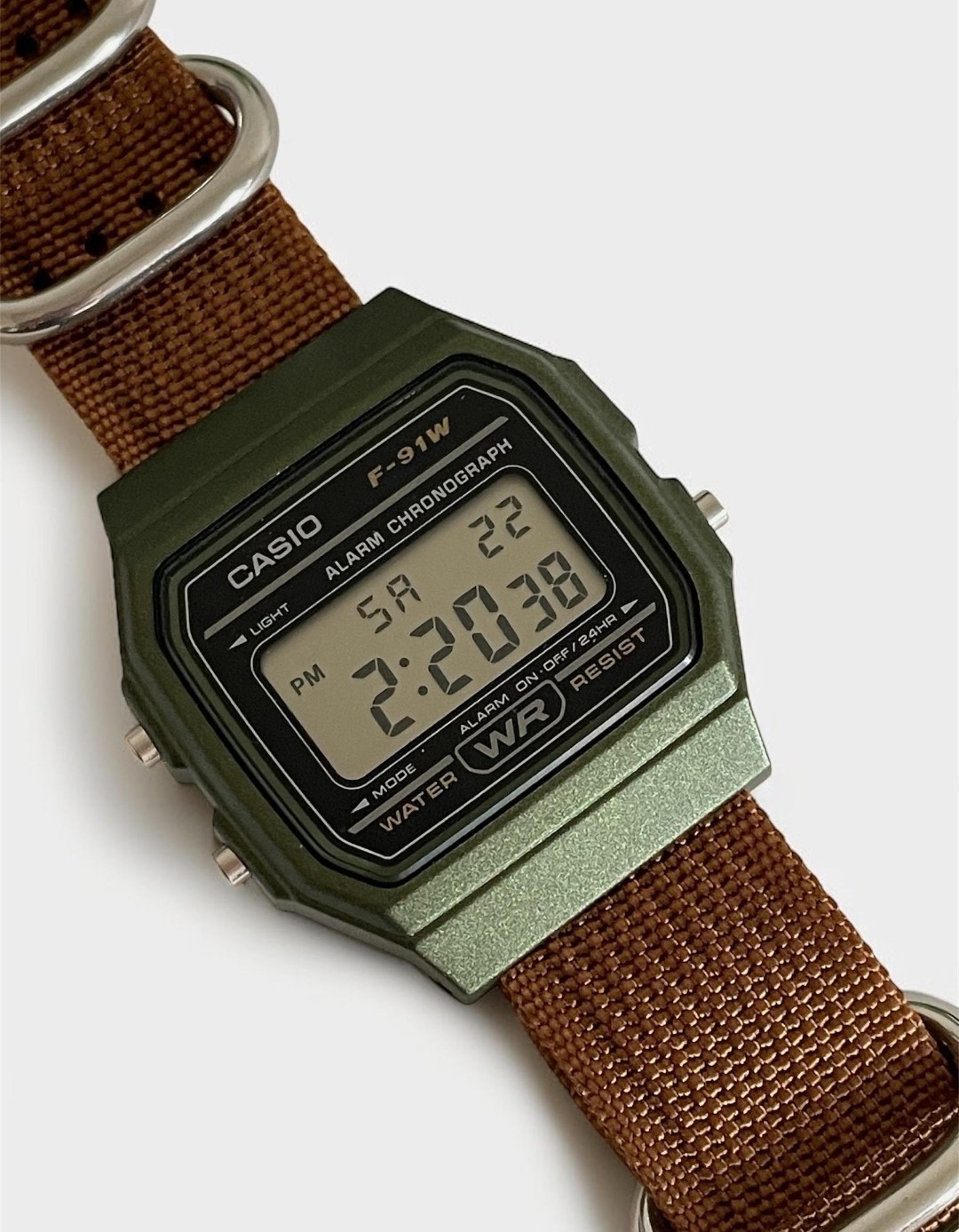 Custom Casio F-91W Green Digital Watch