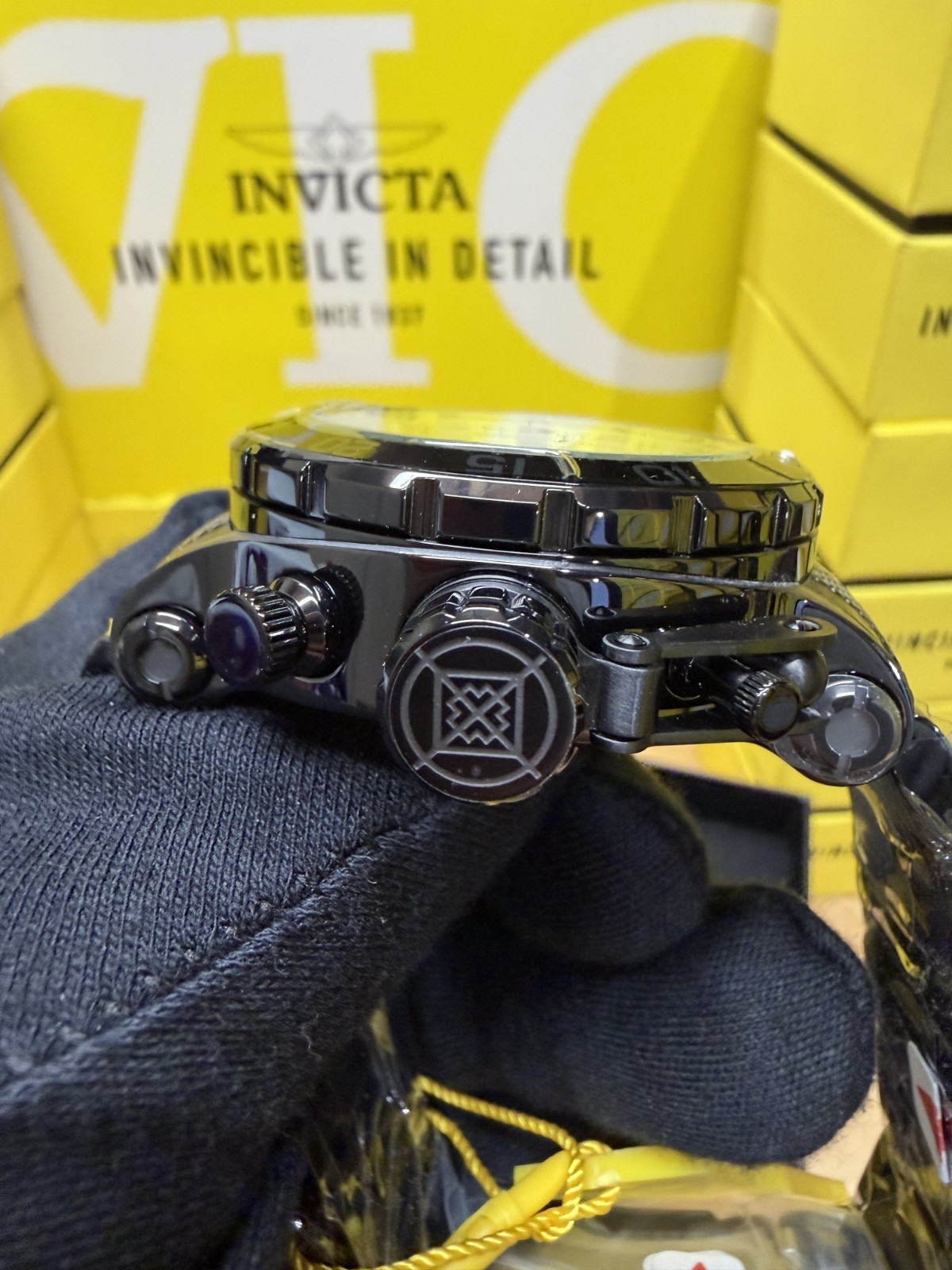 Invicta Coalition Forces Night Hawk 49229 Men’s 52mm Black Steel Yellow Dial Qua