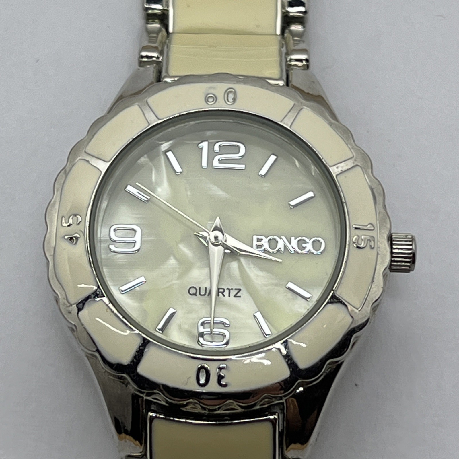 Vintage Women’s Bongo Quartz Accutime Watch Corp Mother Of Pearl Dial BG2136