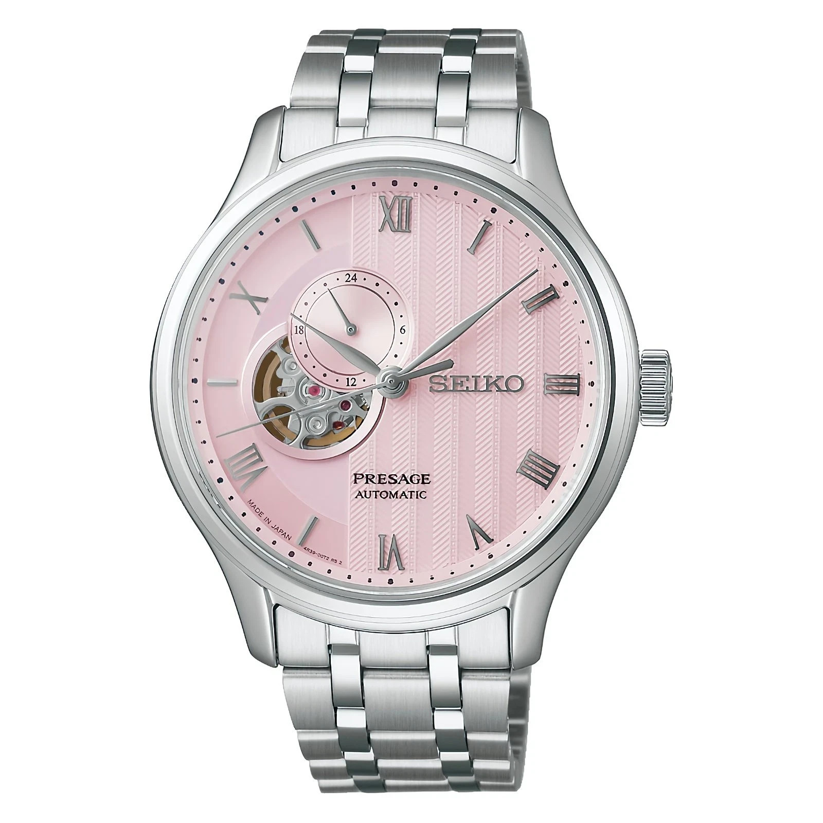 Seiko Presage SSA465J1 Japanese Garden Automatic Pink Dial Open Heart Men Watch