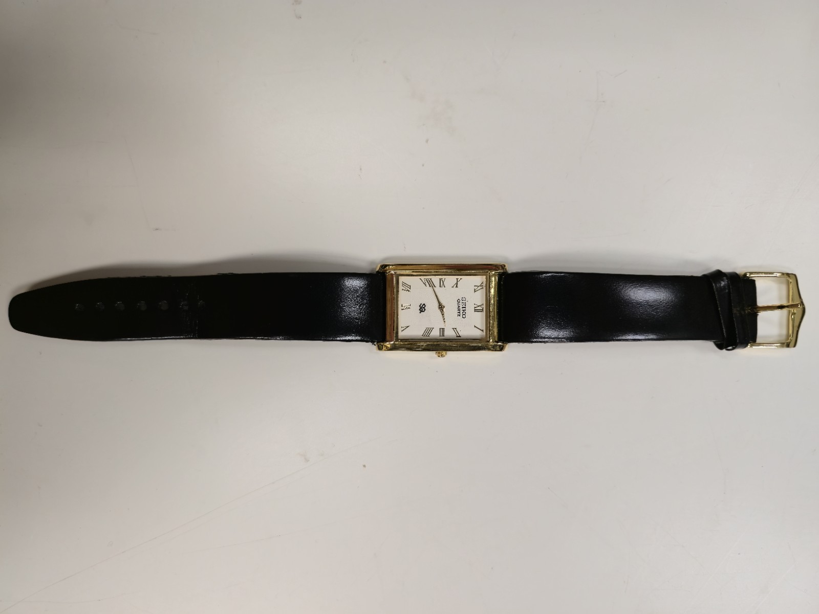 RARE Seiko SQ Slim Quartz Men’s Fancy Dial Tank Watch Gold Tone, SO. 325714