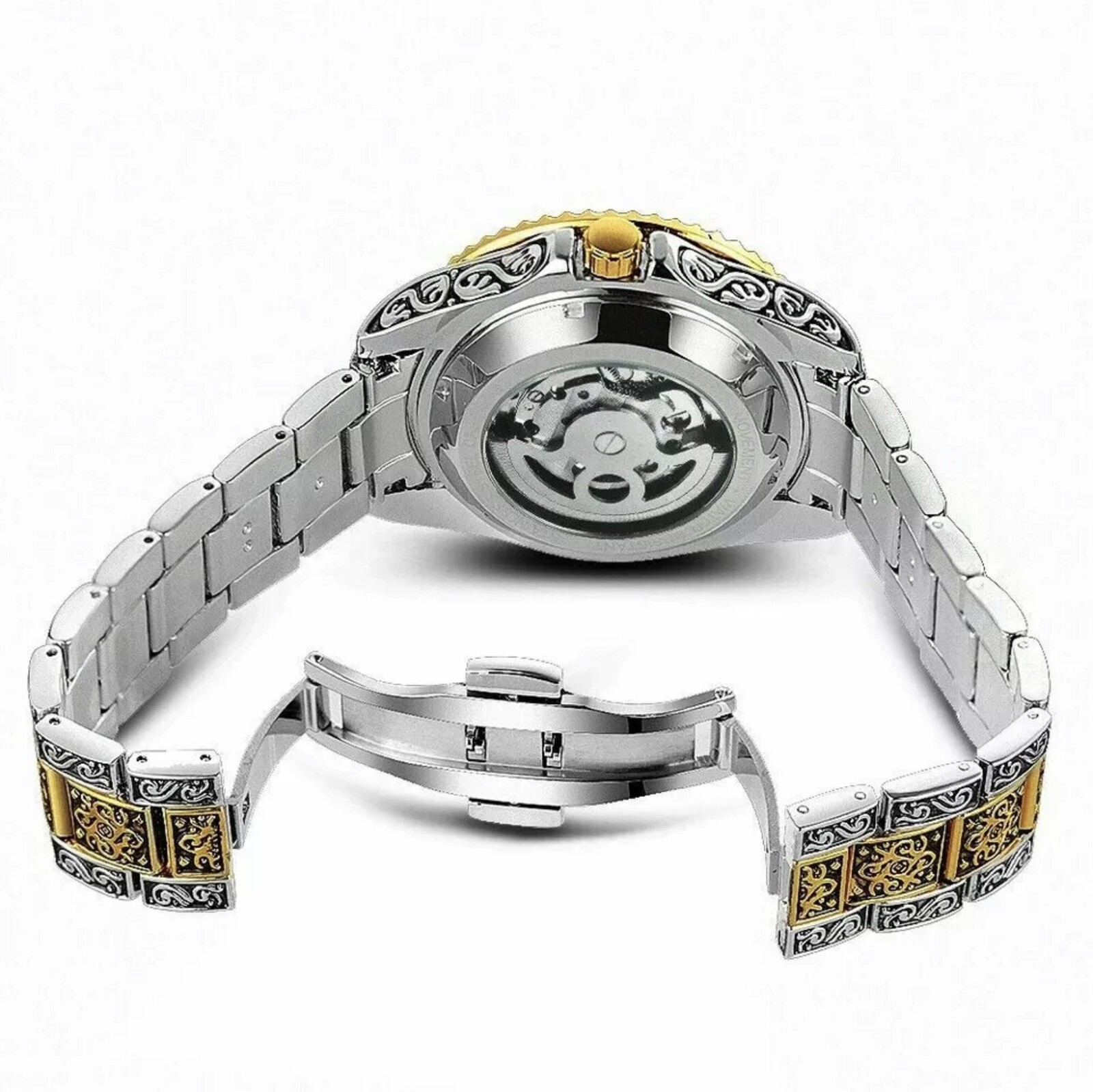 Forsining Skeleton Carved Tourbillon Mechanical Moon Dial Mens Watch waterproof