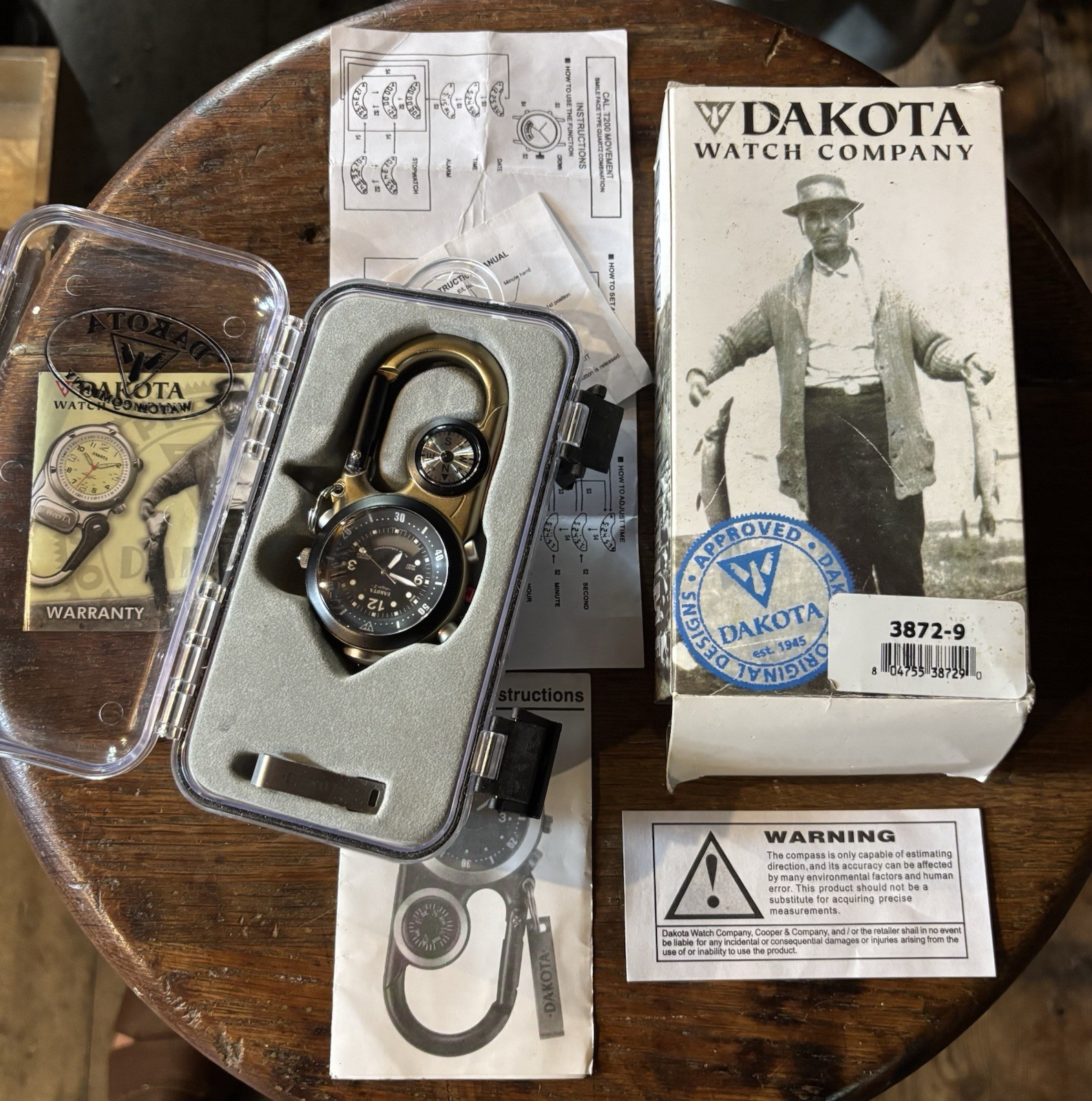 Dakota Watch Company Angler 2 Watch & Compass New Never Used Needs Battery