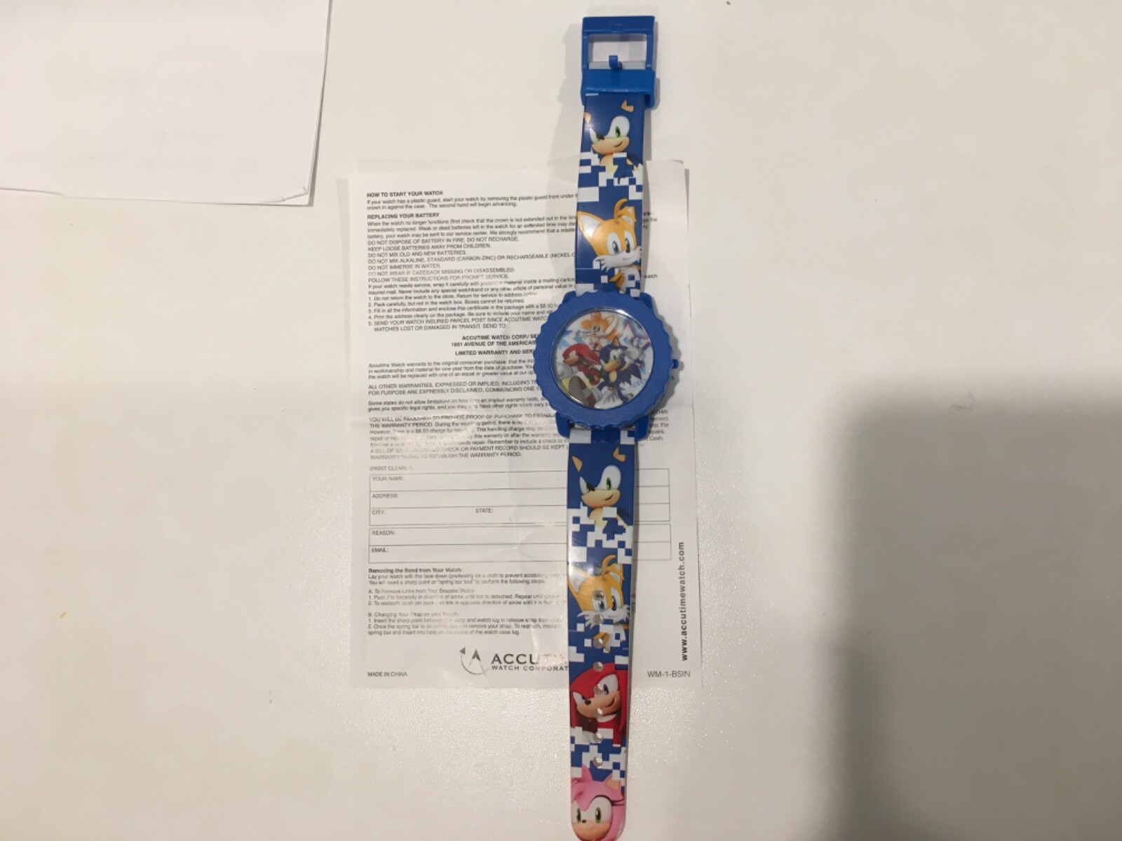 Vintage Sonic The Hedgehog Sega Video Game Watch Bracelet Accutime