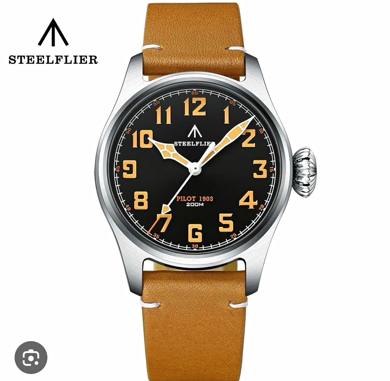 STEELFLIER Pilot 1903 Men’s Quarts 200m Black Dial Brown Leather 39mm