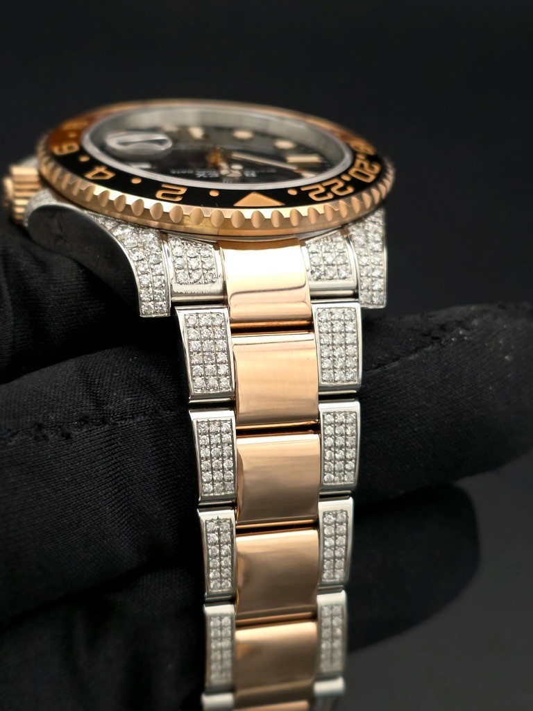 Rolex GMT-Master II Rootbeer 126711CHNR 40MM 18K w/Custom Set Diamonds