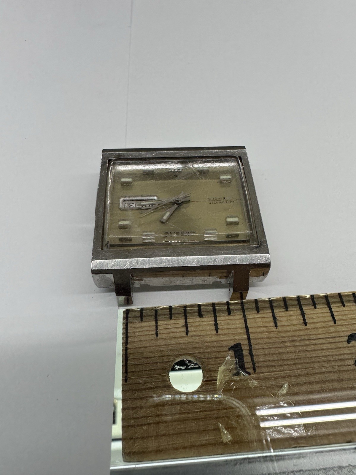 1970s Seiko 17j Rectangular Stainless Steel Automatic Watch 6106-5009 DX RUNS!