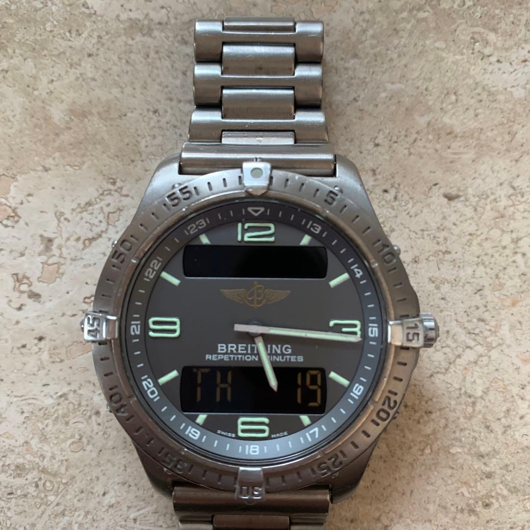 Working BREITLING Aerospace Aero Quartz Titanium Gray 16.5-17cm 6.50 -6.69in