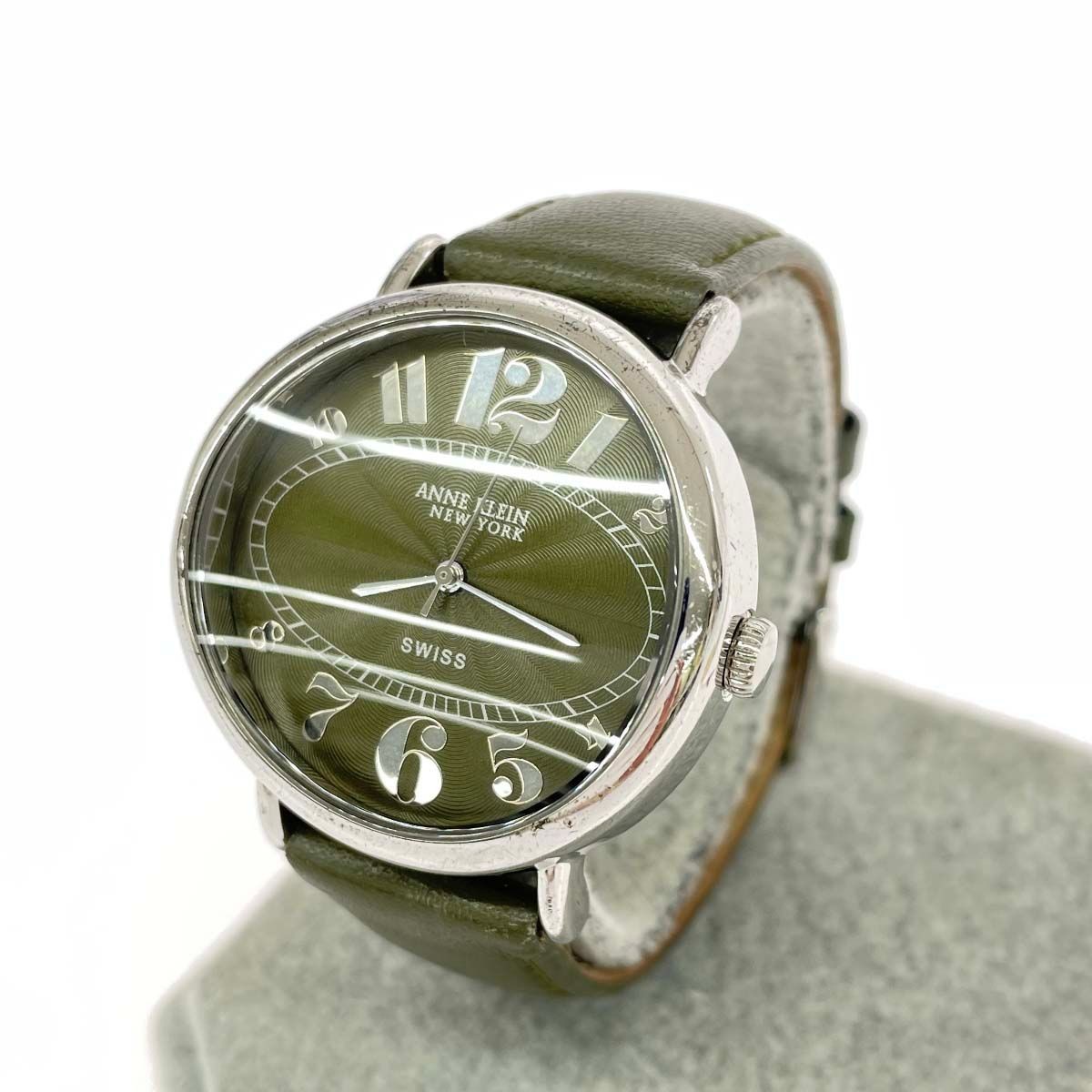 ANNE KLEIN2 Watch Quartz SS Leather Silver Color Olive Women’s 240001209005
