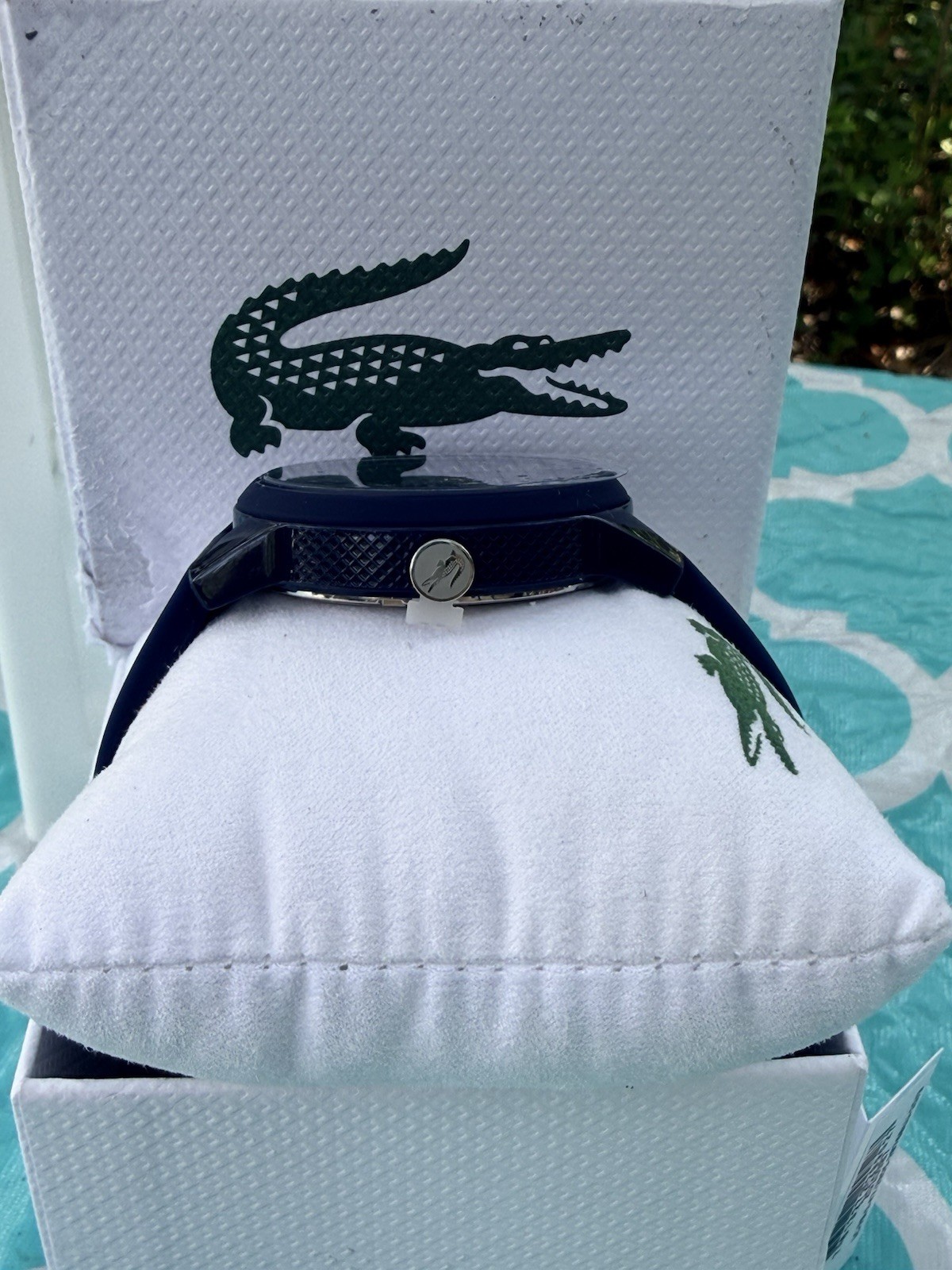 🐊LACOSTE®🐊 AWESOME Navy Blue Silicone Logo Watch🐊 NTW Box, Papers, Hangtag