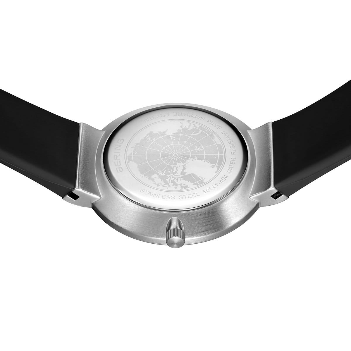 Bering Time – Unisex Black & White Quartz Watch w/ Silicone Strap – 10141-404