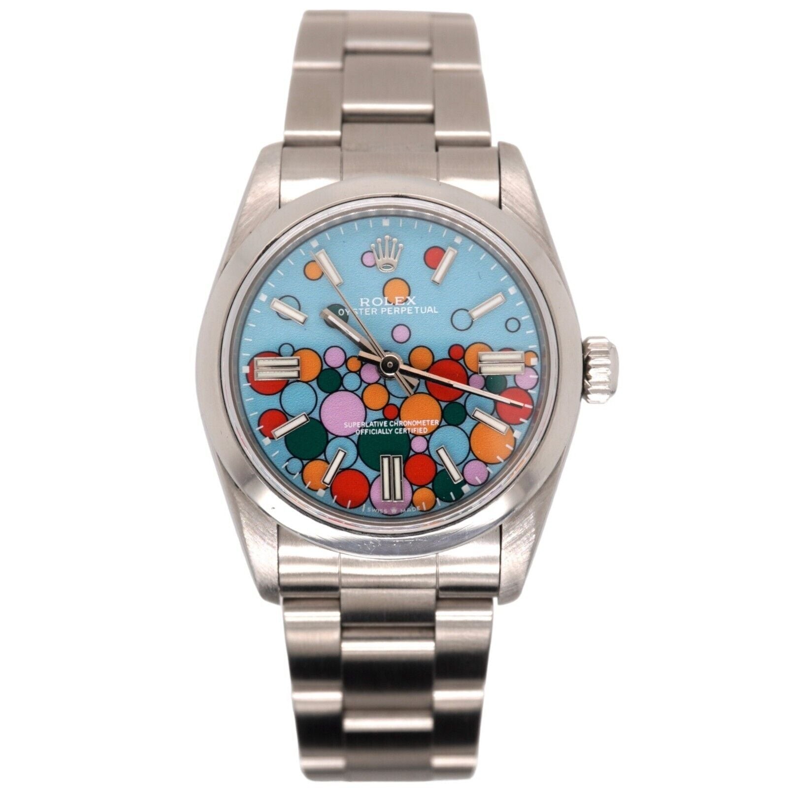 Rolex Oyster Perpetual 31mm Stainless Steel Watch Celebration Blue Dial 67480