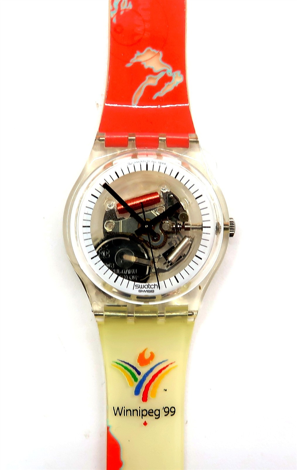 NEW Swatch Watch WINNIPEG 1999 PanAm Games GZ157WI with Case NEW BATTERY (n2)