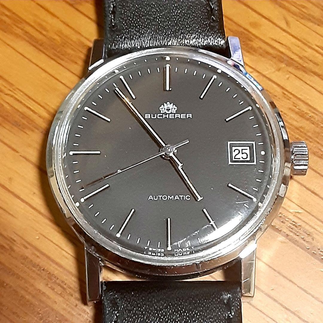 BUCHERER Black Dial Date Automatic Watch Men 3.65cm Case Free Size Working