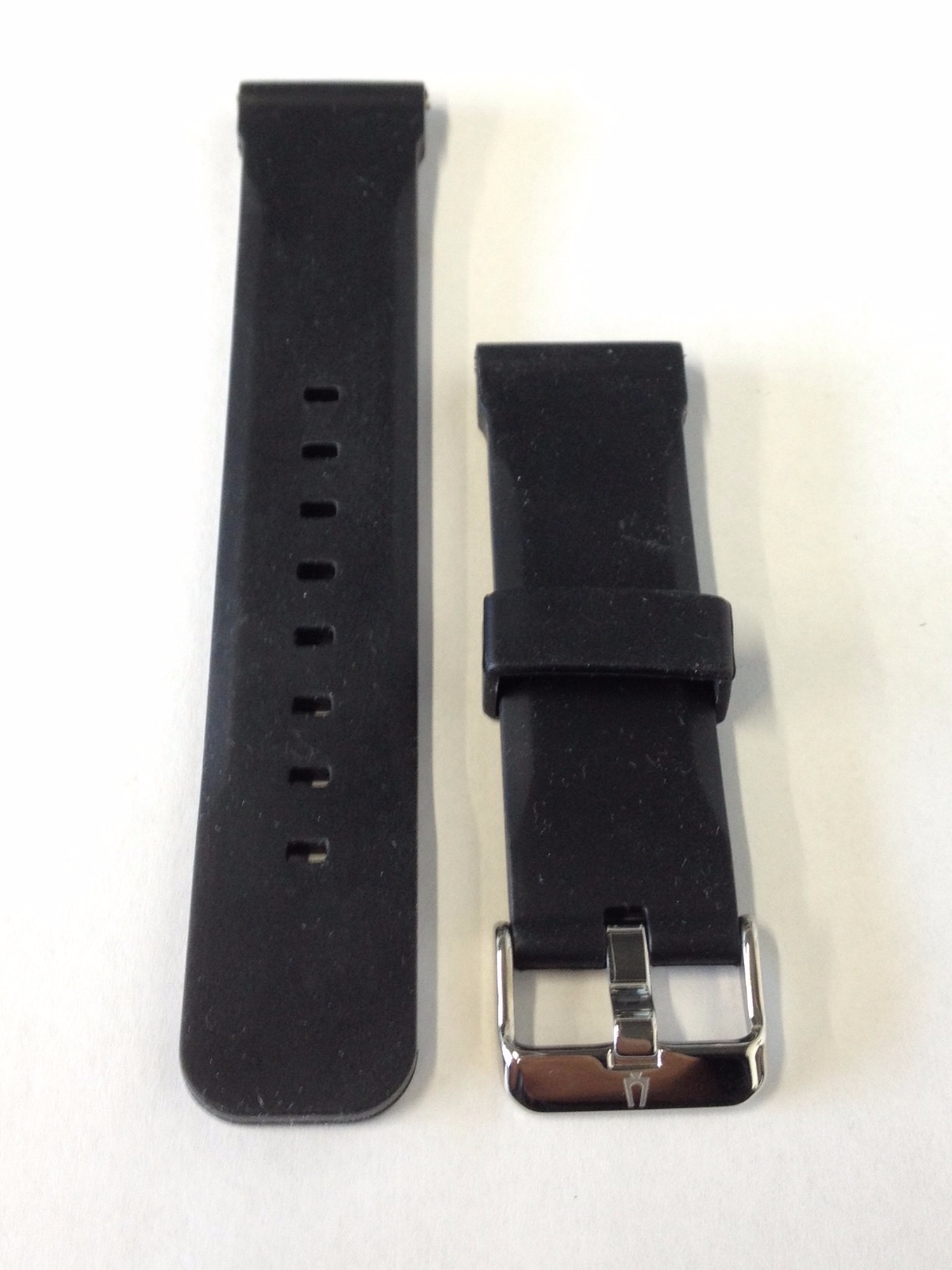 Bulova 98B127 98B277 Black Rubber Band S/S Silver Buckle Watch Band Replacement