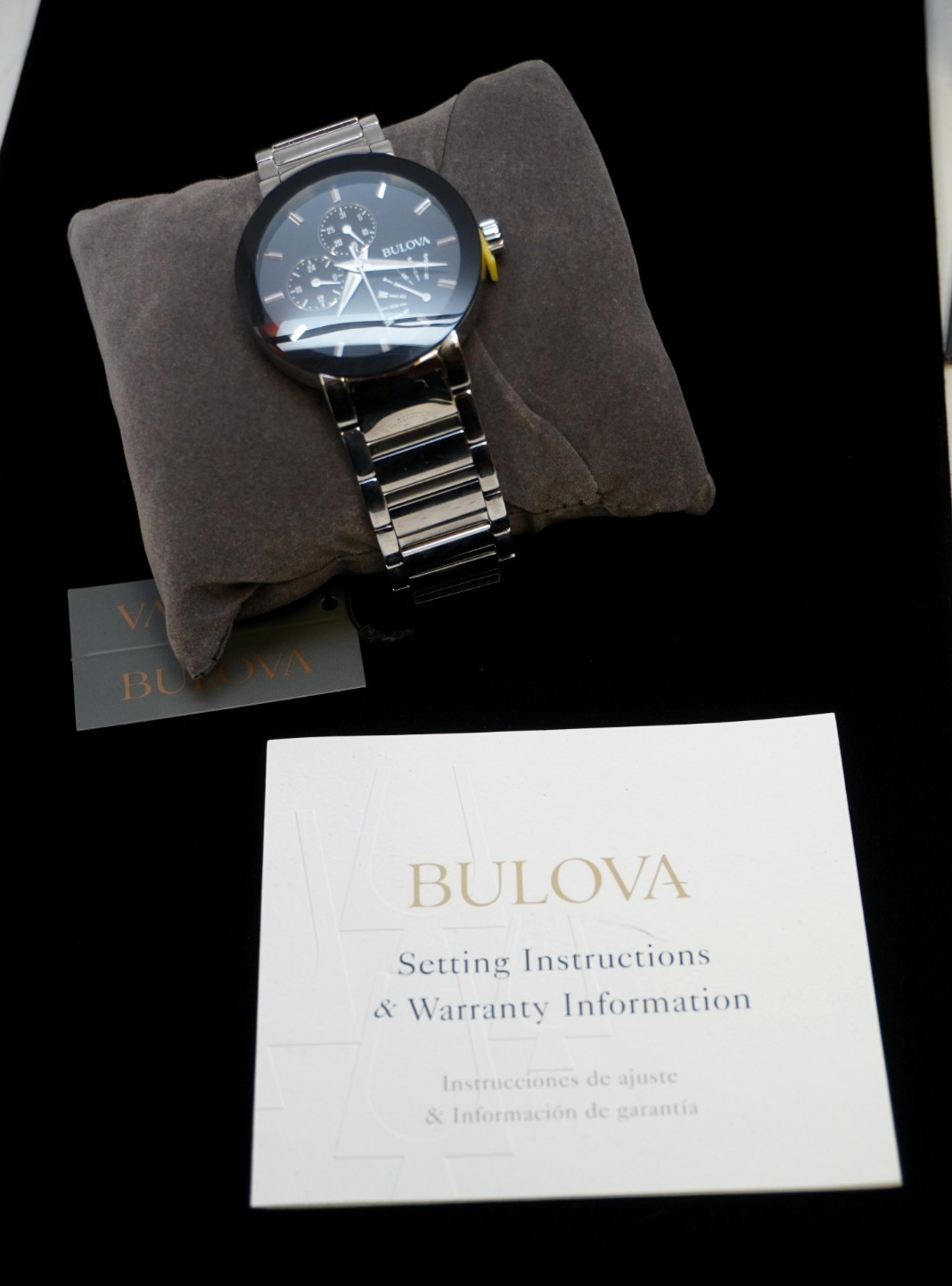 Bulova Men’s Futuro Stainless Steel Silver 40mm Black Dial Watch 96C105