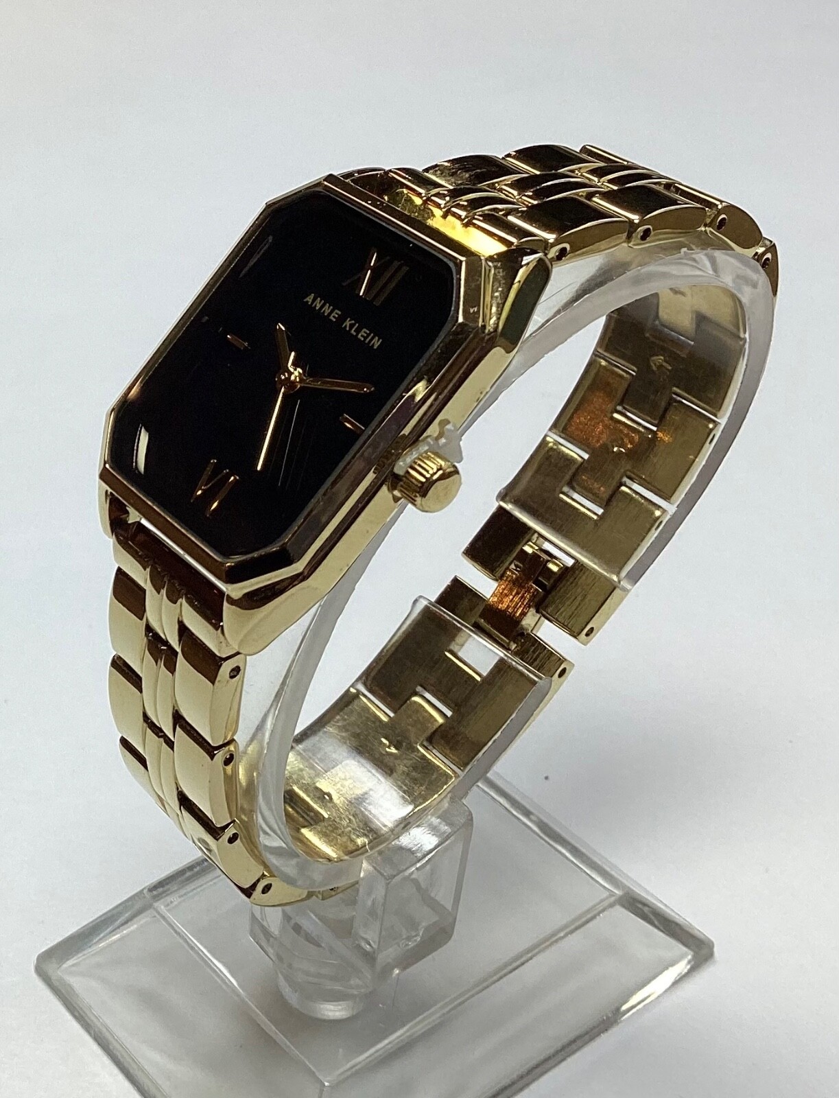 Anne Klein Womens Watch Gold Black Octagon Bezel WR 100 Feet New Battery