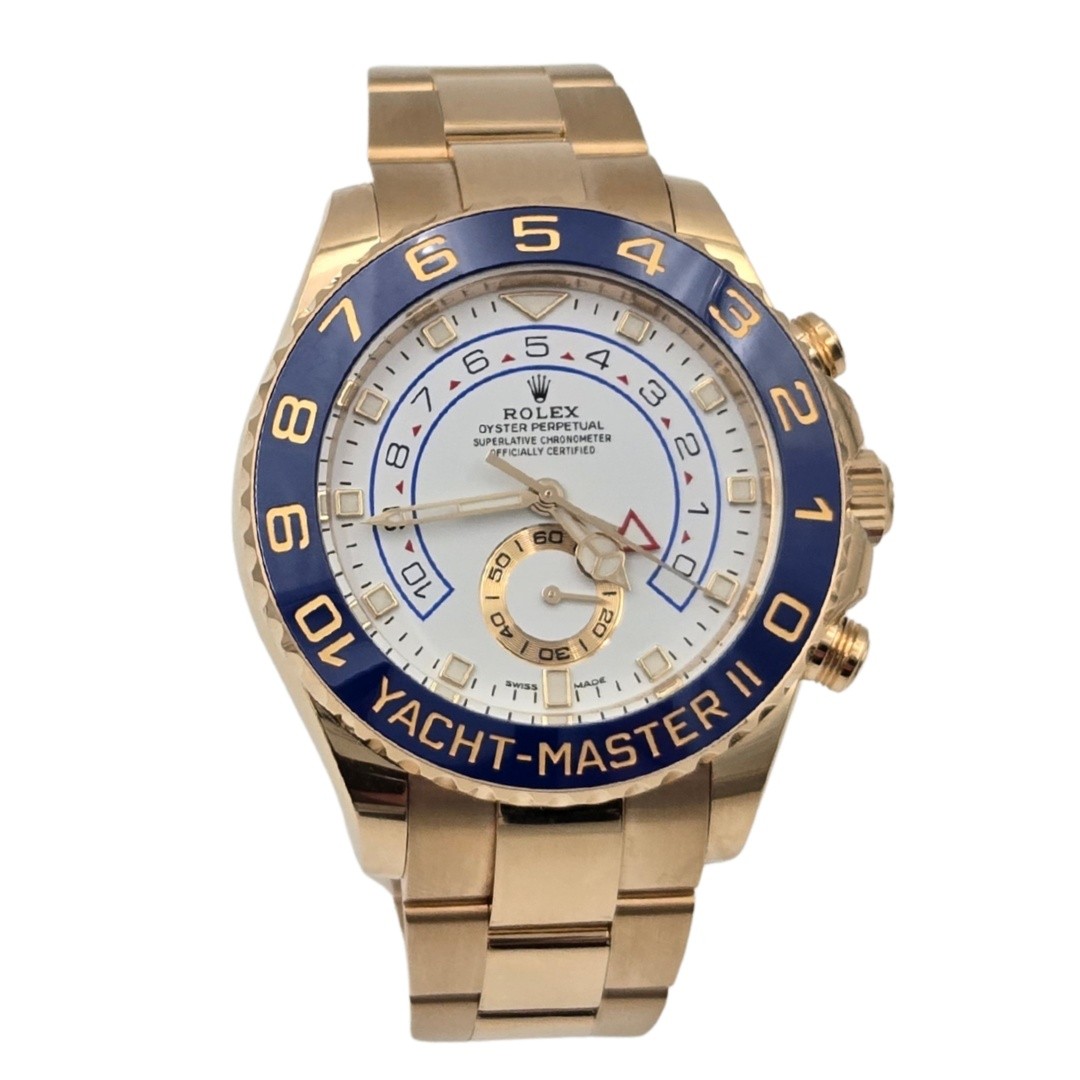 Rolex Yacht-Master II 116688 Yellow Gold Blue Bezel White Dial Watch Box Papers